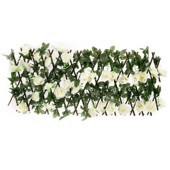 MesaSe Artificial Fence UV Protection Screening Telescopic With Buds Leaves Privacy Screen