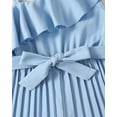 thumbnail image 6 of Kucnuzki 8 Years Big Girls Jumpsuit 9 Year Youth Kids Child Summer Clothes Ruffle Sleeveless One-the-shoulder Jumpsuits Bowknot Pleated Wide Leg Pants Clothing Blue, 6 of 7