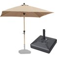 thumbnail image 1 of PURPLE LEAF 6' x 9' Patio Umbrella with Base Market Umbrella Rectangular Outdoor Umbrella with Push Button Tilt & Crank and 8 Ribs Aluminum Table Umbrella for Pool Backyard Beach, Taupe, 1 of 7
