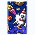 thumbnail image 2 of Metal Light Switch Wall Plate Outlet Cover (Spaceship UFO Astronaut Rocket Outerspace Star Dark Purple- Single Toggle), 2 of 2