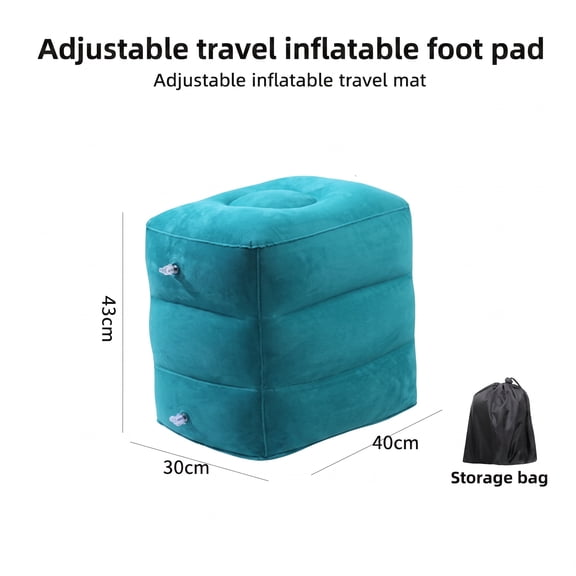 ShundaCat Adjustable Inflatable Travel Foot Rest, Portable Foldable Cushion for Plane & High-Speed Rail Long Trips, Anti-Swelling with Storage Bag Included