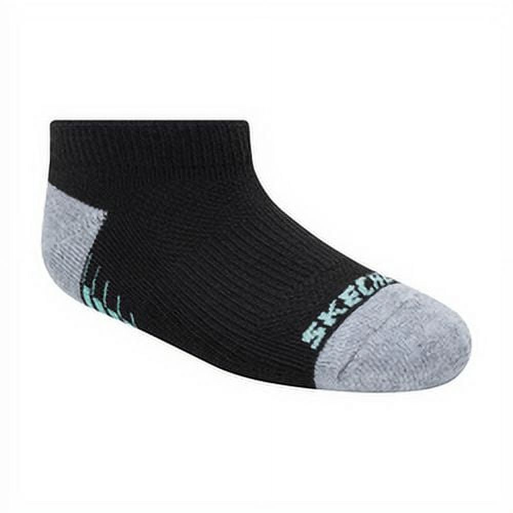 Skechers Kids Girls' 6 Pack 1/2 Terry Low Cut Socks, White/Grey, 5-6.5