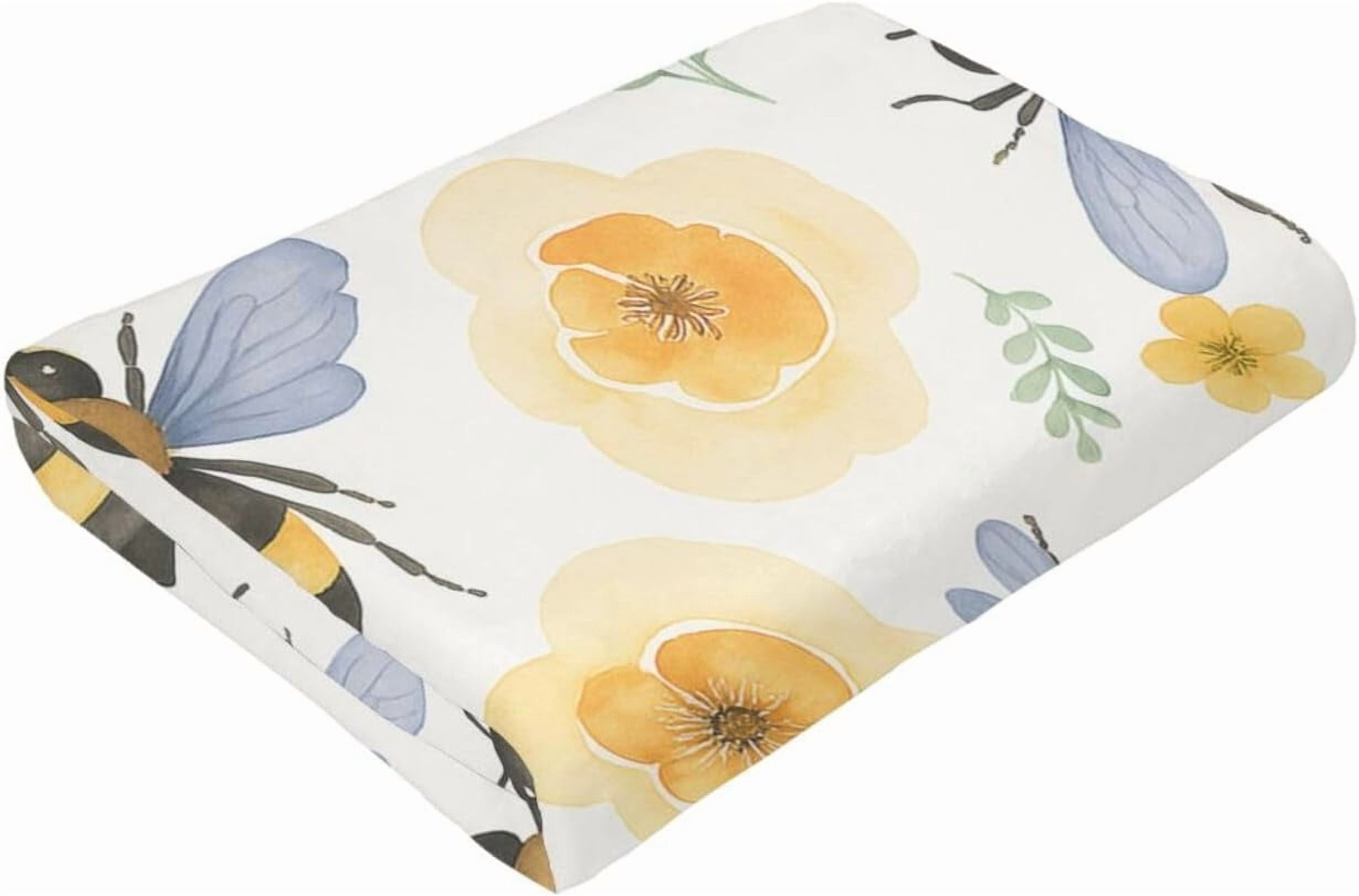 Bee Blanket Super Soft Warm Fluffy Fleece Flannel Flower Insect Blanket Cozy Fuzzy Plush Stuff Floral Bedding Blankets Gifts for Women Users men Women Adults 50"X40"