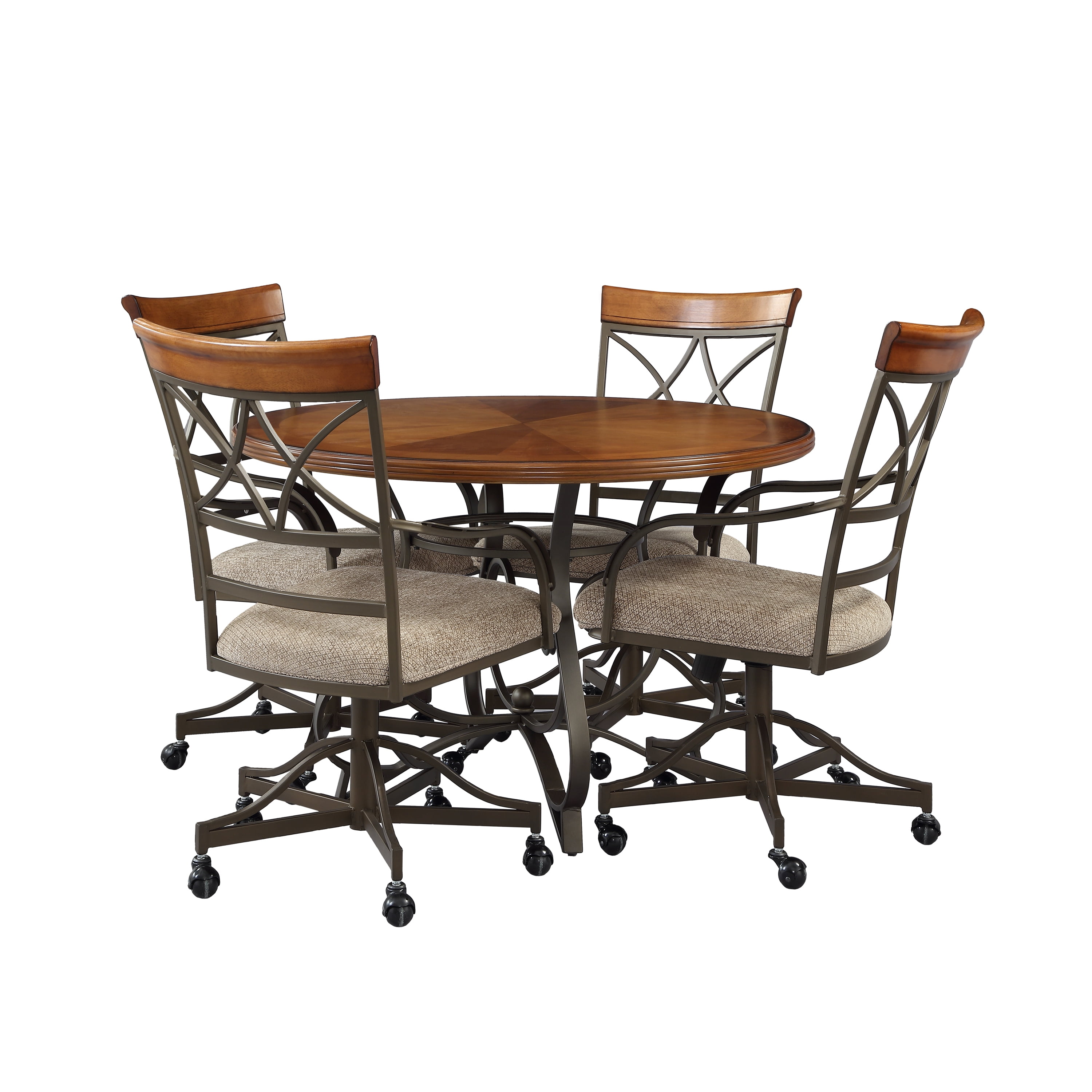 Powell 5 Piece Hamilton Dining Set, Cherry (Table and 4 Swivel Dining ...