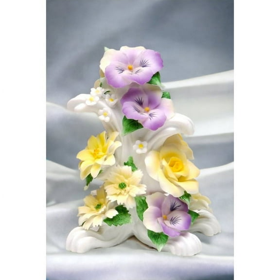 Ceramic Colorful Pansy Flowers Figurine Home Decor  ,