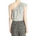 thumbnail image 2 of $195 REBECCA TAYLOR One-Shoulder Ruffled Top Grey Melange ( M ), 2 of 2