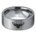 thumbnail image 2 of Tungsten Falcon Eagle Bird Band Ring 8mm Men Women Comfort Fit Gray Flat Cut Brushed Polished, 2 of 4