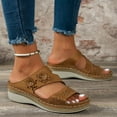 thumbnail image 5 of Siilsaa Platform Sandals for Women Wedge Sandals for Women Casual Summer Slide Platform Sandals Brown,7.5, 5 of 5