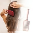 thumbnail image 4 of Cepillo de pelo hueco Peine desenredante Cepillo de pelo Peine desenredante para cabello rizado Rosa, 4 of 9