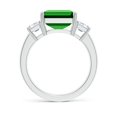 thumbnail image 2 of ANGARA Lab Grown 5.75 Ct Emerald and Lab Diamond Three Stone Ring for Women in 925 Sterling Silver (Size-12x10mm) | May Birthstone, Anniversary, Jewelry Gift for Women | Lab-Grown Emerald Ring, 2 of 8