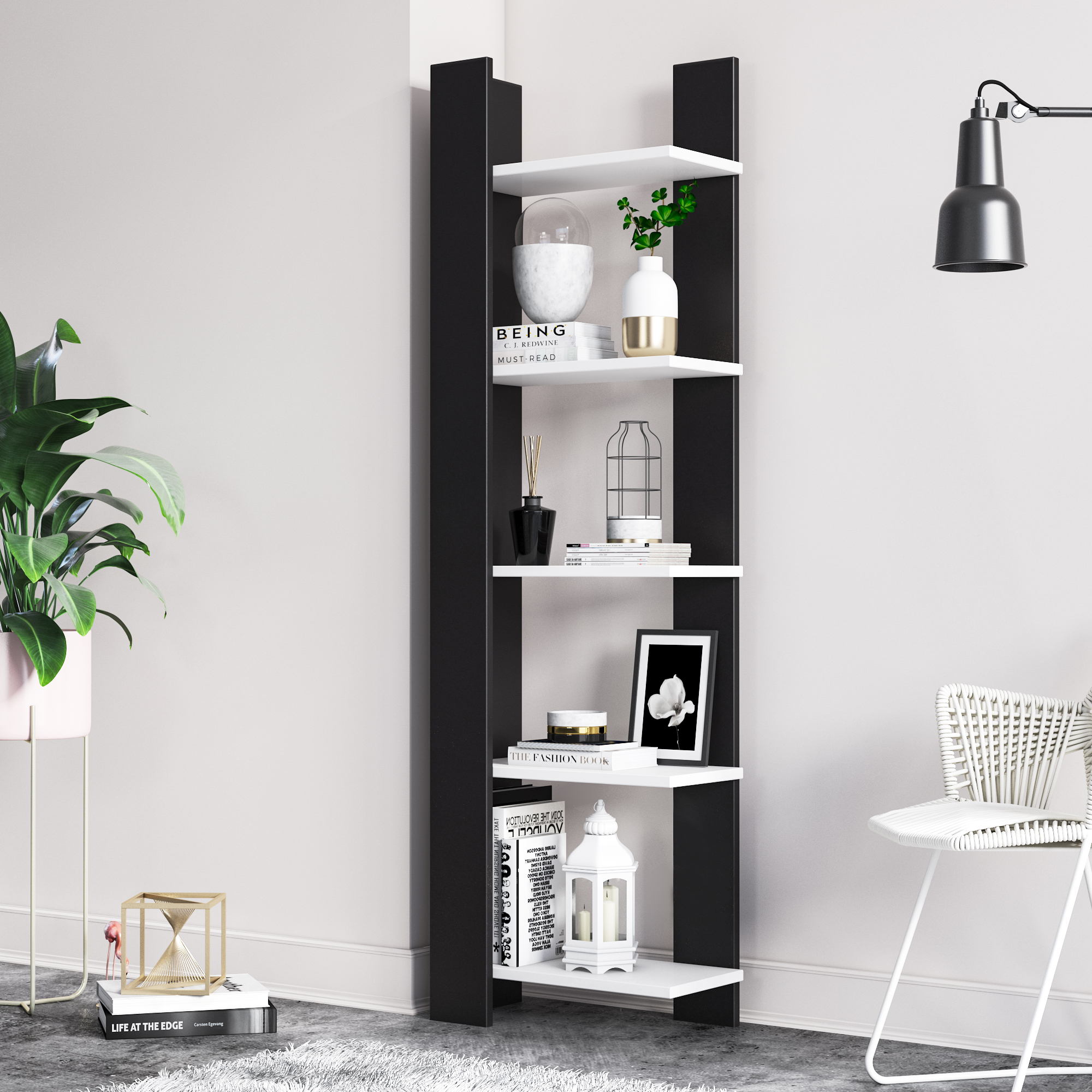 Reeta 63 Inches 5 Tier Shelf | Side Bookshelf | Minimal Furniture