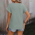 thumbnail image 5 of Tiqkatyck Women Summer Tops, Women's Fashion Short Sleeve Solid Color Loose T Shirts, Shirts for Women Green XXL, 5 of 5
