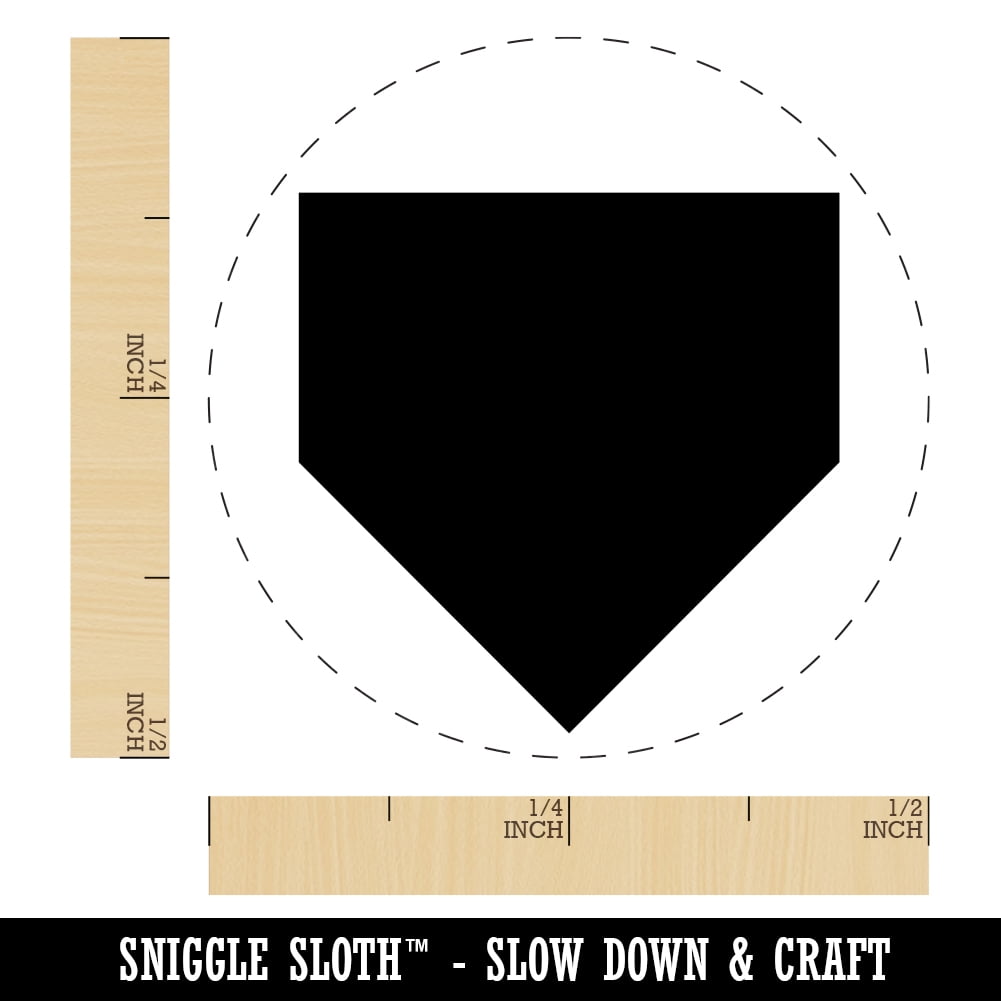 Home Plate Baseball Self-Inking Rubber Stamp Ink Stamper - Fuchsia Ink - Mini 1/2 Inch