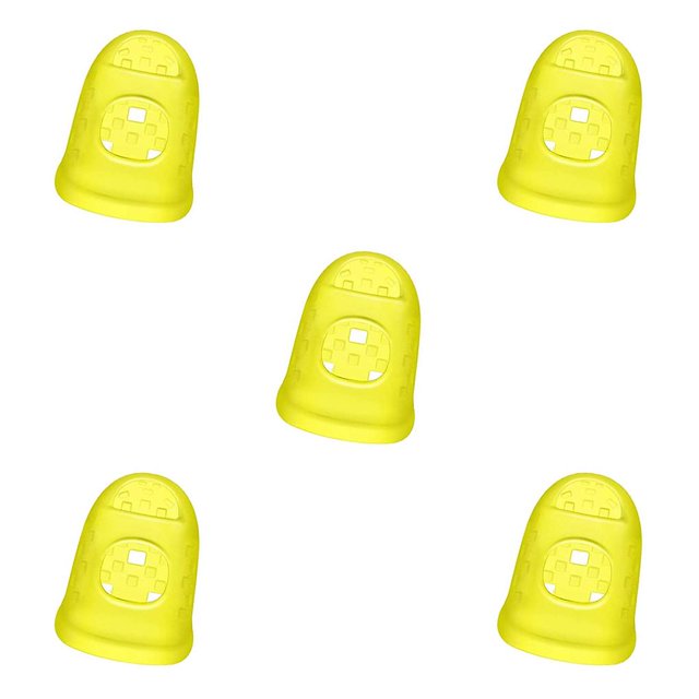 Methold Silicona Guitarra Fingertip Protectores de dedos Ukulele Fingerstall Multi-color Hollowed Protecting Picks Instrumentos musicales Yellow XS Amarillo XS 5piezas