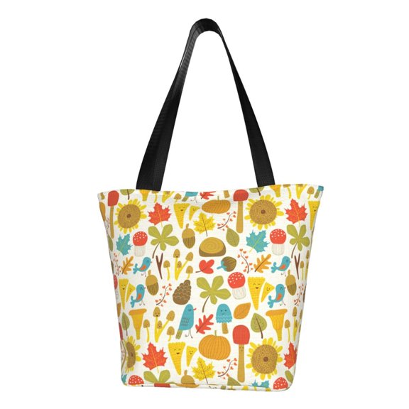 Fotbe Forest Mushrooms Pattern Beach Tote,Shoulder Handbag,Spacious Tote Bag,Lightweight Travel Bag,Versatile Shopping Bag