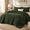 Olive Green-Queen(90*90in), variant on Dark Grey King(104*90in) Checkered Jacquard Polyester Sherpa Fleece Comforter Set