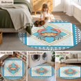 thumbnail image 6 of Blue Crab Nautical Large Area Rugs for Bedroom Living Room, Soft Non Slip Carpet Bedside Rug, Ocean Coastal Geometric Round Floor Cover Kitchen Accent Rug 4' for Dining Room/Office, 6 of 9