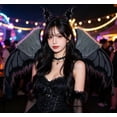 thumbnail image 3 of Halloween Devil Wing Headband, Red Black Dark Little Devil Headpiece, 12.6x14.2 Inch Party Photo Prop, 3 of 5
