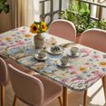 thumbnail image 3 of Easter Bunny Table Cloths for 3 Foot Rectangle Tables, Eggs Spring Daisy Retro Rabbits Vintage Plants Patio Waterproof Elastic Fitted Tablecloths, Washable Rectangular Table Cover for Camping, 3 of 8