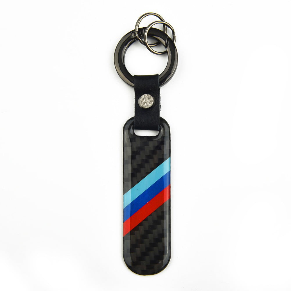 Carbon Fiber Styling Leather Keychain Key Chain For Bmw Benz Ford 3 Model