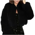 thumbnail image 4 of ATOYSOY Winter Coats for Women Warm Thick Fauxfluffy Cropped Jackets Fashion Open Front Long Sleeve Cardigans Wedding Guest Winter Black L, 4 of 4