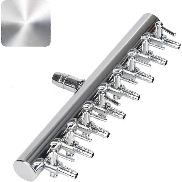 8-Way Aquarium Air Flow Control Lever Valve Chromium Copper Distributor Fish Tank Splitter