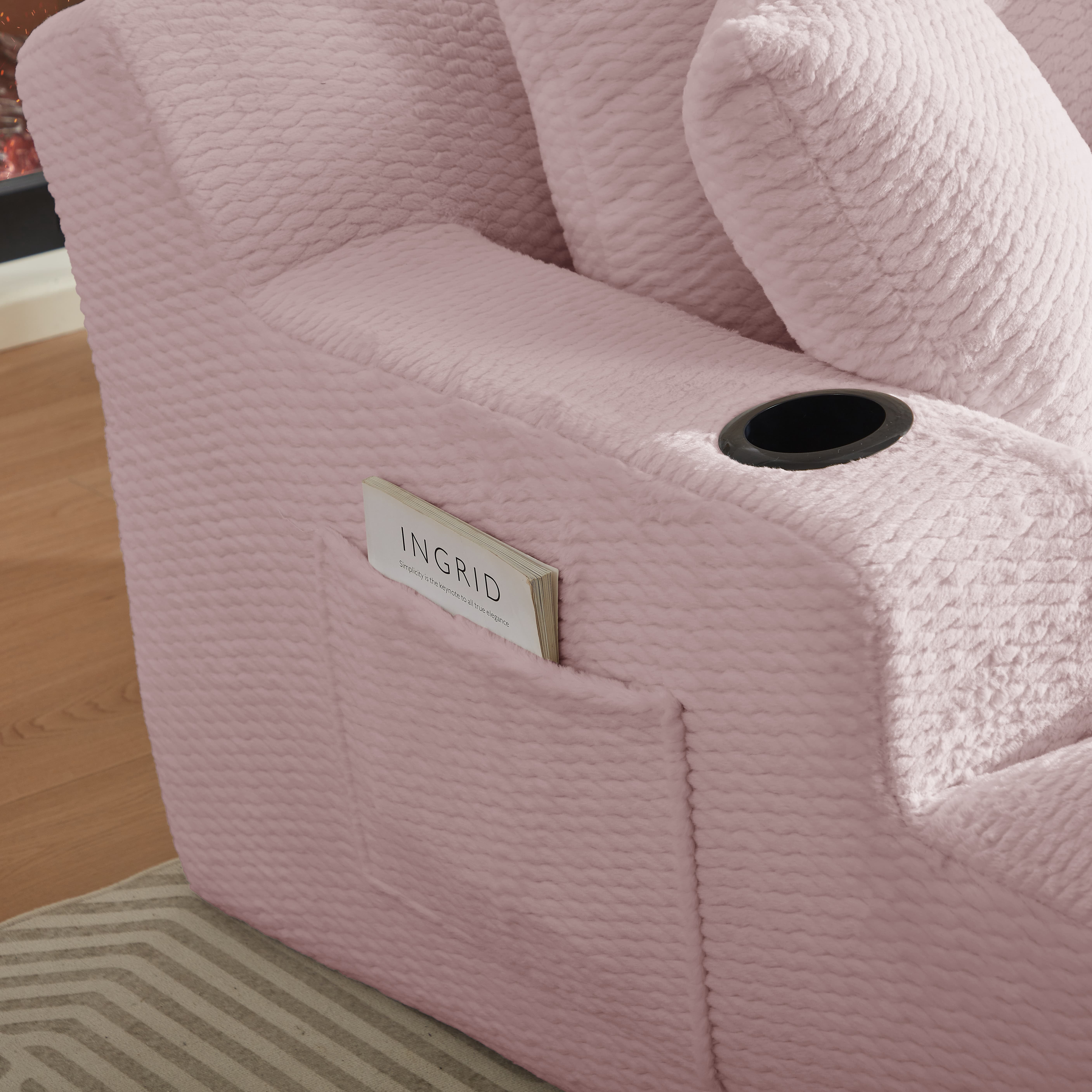 MAYEERTY Oversized Chaise Lounge Chair, Comfy Sleeper with Cup Holders for Living Room & Office, 49*66*28" Pink