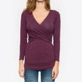 thumbnail image 2 of THDHVS Maternity Shirts,Maternity Tops,Women's Maternity Shirt Long Sleeve Top Mock Neck Ribbed Knit Striped Ruched Side Blouse Red L, 2 of 6
