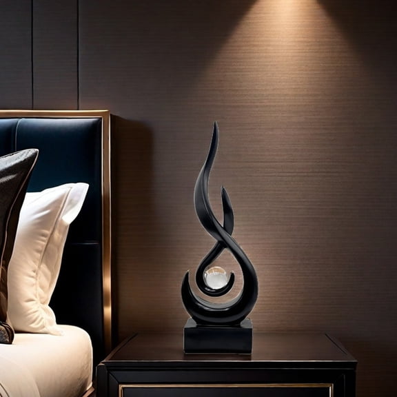 Modern Abstract Art Table Decoration,Resin Flame Statue Modern Centerpiece Ornaments for Living Room Great Gift Idea Home Decor,Collectibles - (Black)