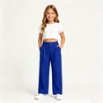 thumbnail image 6 of HCYSFG Girls Back To School Uniform Pants High Waisted Pleated Wide Leg Button Front Side Pockets Preppy Dress Slacks Classroom Bottoms, 6 of 8