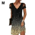 thumbnail image 3 of Guardurnaity Vestido de encaje estampado para mujer, informal, bonito, para cena, fecha, noche, compromiso, señora, verano, cumpleaños, moda, ropa Vestidos Oro M, 3 of 5