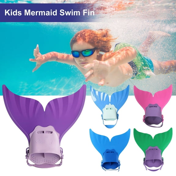 Sioweci Mermaid Fin Swim Practice Mermaid Fin Adjustable Mermaid Tail Swimsuits Swim Training Aid Lightweight Kids Swim Gear Purple