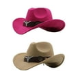 thumbnail image 1 of TISHITA 2pcs Cowgirl Hat Breathable Casual Cowboy Hat for Women Men Camel Pink, 1 of 8