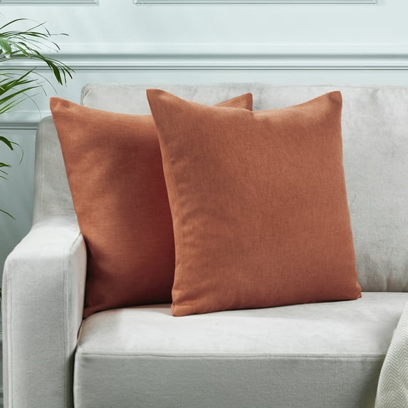 3S Brother's Solid Cushion Cover Super Soft & Cozy Home Décor Throw Pillow Case for Chair Couch Bedroom & Livingroom Décor Pillowcase with Invisible Zipper Set of 2 Pieces - Brick 20"x20" Each