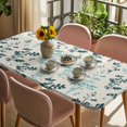 thumbnail image 3 of Teal Green Botanical Table Cloths for 3 Foot Rectangle Tables, Rustic Country Spring Floral Summer Leaf Patio Waterproof Elastic Fitted Tablecloths, Washable Rectangular Table Cover for Camping, 3 of 8