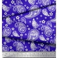 thumbnail image 2 of Soimoi Blue Cotton Jersey Fabric Floral & Paisley Print Fabric by the Yard 58 Inch Wide, 2 of 3