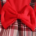 thumbnail image 5 of AWZXDE Girls fashion rompers Ruffle Sleeve Ribbed Knit Plaid Patchwork Rompers Toddlers clothes for girls Bow Headband Complete Outfit Set Green - 6-9 Months, 5 of 6