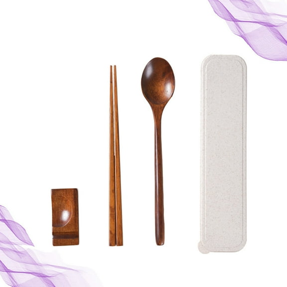 WHAMVOX  4 PCS Chopsticks Spoon Kit Practical Utensils Portable Case Banquet