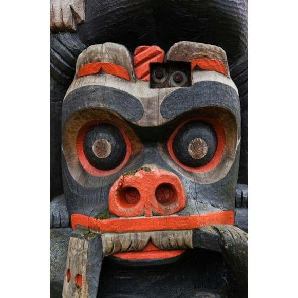 First Nation Totem Pole, Thunderbird Park, Victoria, Vancouver, British Columbia, Canada Poster Print by Walter Bibikow (19 x 29)