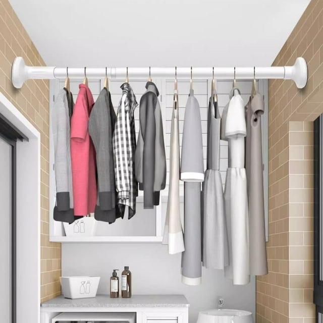 YAOMOBB Tringle à Vêtements Ajustable Sans Perçage Tringle de Séchage de Vêtements Rétractable Réglable Forte Capacité de Charge Chambre Salle de Bain Rideau de Douche Tension