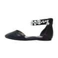 thumbnail image 3 of FUZZY Jill Women Wide Width Open Shank Decorative Crystal Elastic Ankle Strap Flats BLACK 8, 3 of 6