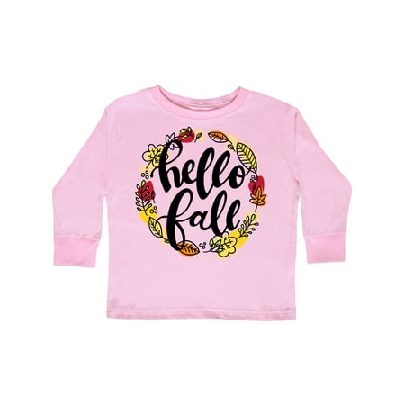 

Inktastic Hello Fall with Leaf Wreath Gift Toddler Boy or Toddler Girl Long Sleeve T-Shirt