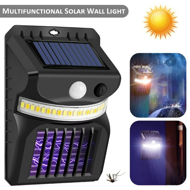 10W 26 LEDs Solaire Bug Zapper Applique Murale Insectes Volants Zapper Lampe  avec Batterie Détachable Lampe Multifonctionnelle Anti-Moustique pour Porte  Extérieure Cour 