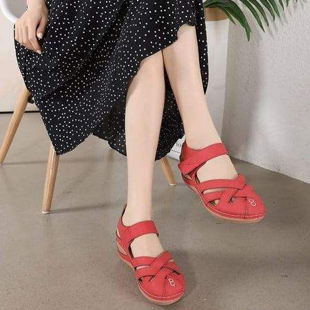 

AOOCHASLIY Women Sandal Clearance Comfortable Ankle Hollow Round Toe Sandals Ladies Girls Soft Sole Shoes