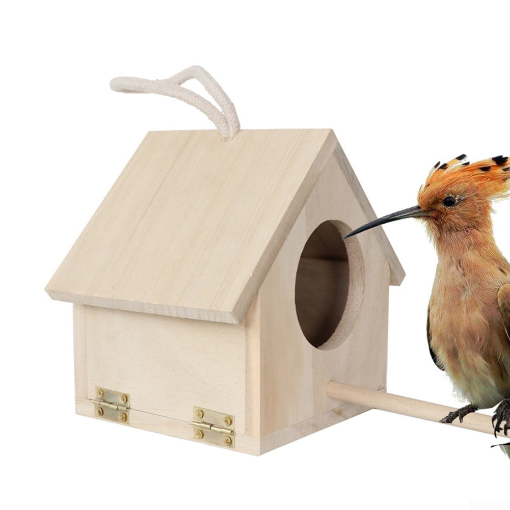 2-Pack Budgie Parakeet Wood Breeding Nest Box Bird Nesting Aviary w/Stick _S 