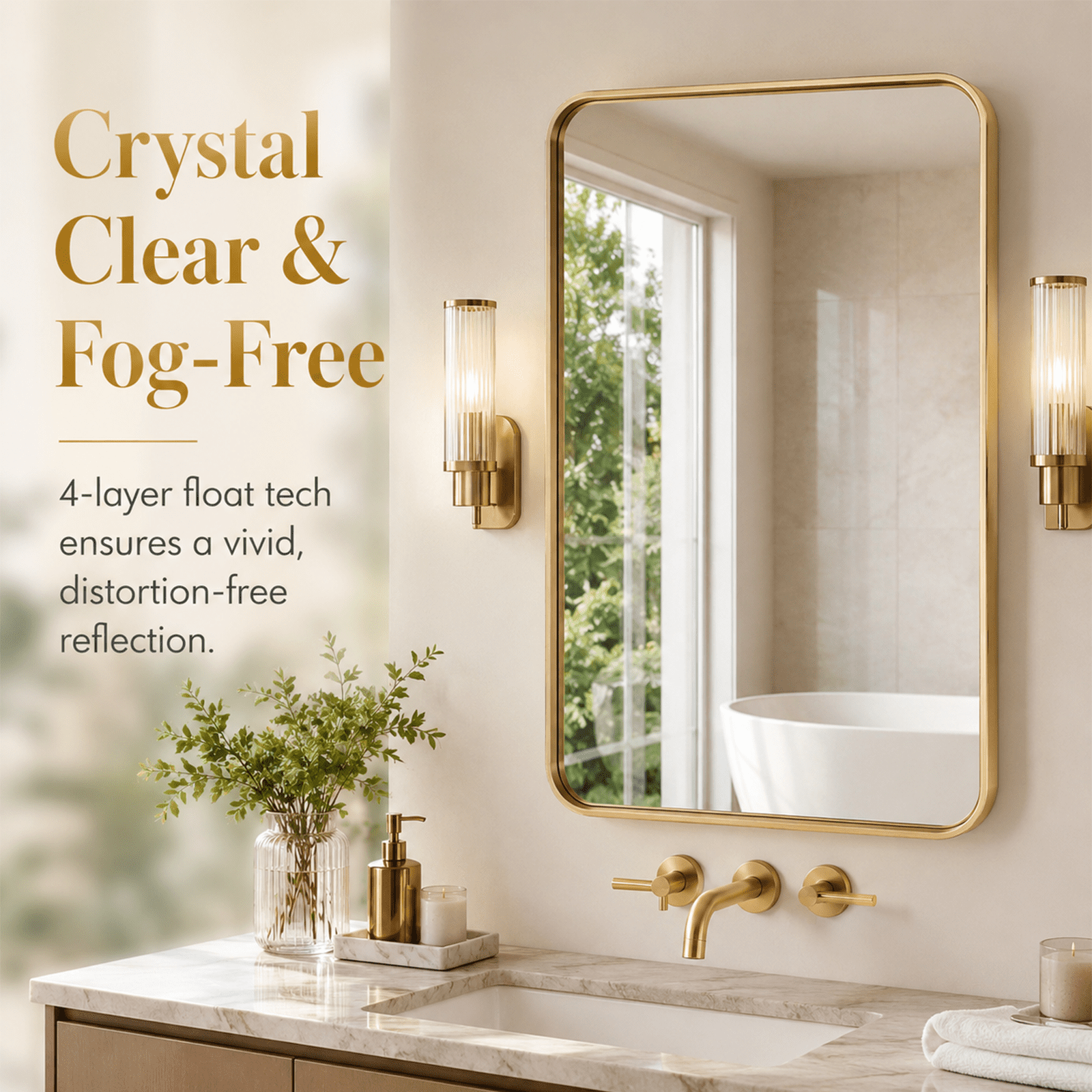 Alvantor Metal Framed Vanity Round Corner Wall Mirrors for Bathroom Sink