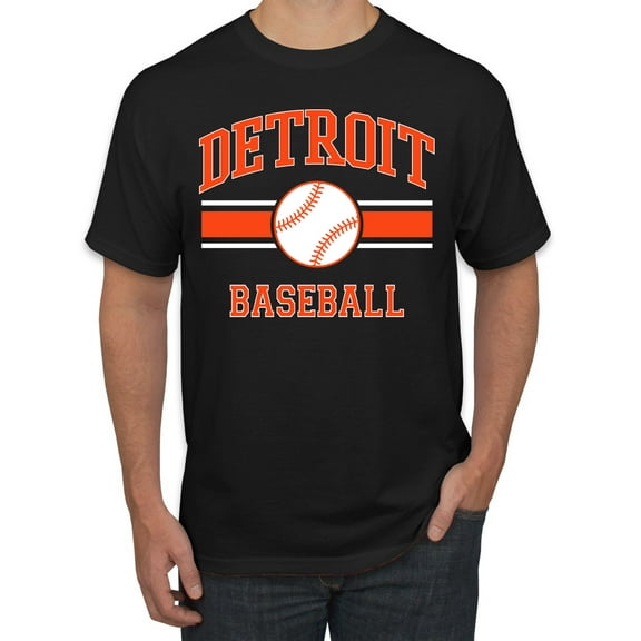 Wild Bobby City of Detroit Baseball Fantasy Fan Sports Men's T-Shirt, Black, Small