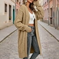 thumbnail image 4 of Qzwdhjm Long Cardigans for Women Maxi Cable Knit Cardigan Sweaters Open Front Long Sleeve Chunky Oversized Sweater Coats, 4 of 8