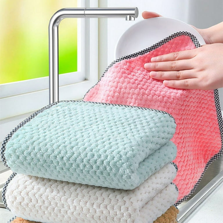 5/10PCS Microfiber Towel Absorbent Kitchen Cleaning Cloths Non-stick Oil Dish  Towel Rags Napkins Household Cleaning Towel