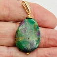 thumbnail image 2 of Natural Ruby Zoisite and 14K Gold Filled Pendant | 2" Long | Green/Red |, 2 of 12